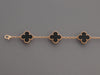 Van Cleef and Arpels 18K Rose Gold 5-Motif Onyx Vintage Alhambra Bracelet