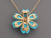 Van Cleef & Arpels Small 18K Yellow Gold Turquoise and Diamond Rose de Noel Pendant Necklace