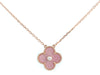 Van Cleef & Arpels 18K Rose Gold Rhodonite and Diamond Vintage Alhambra Holiday Necklace 2021