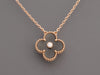 Van Cleef & Arpels 18K Rose Gold Silver Obsidian Diamond 2023 Holiday Vintage Alhambra Pendant Necklace