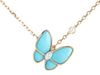 Van Cleef & Arpels 18K Yellow Gold Turquoise Two Butterfly Pendant Necklace