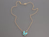 Van Cleef & Arpels 18K Yellow Gold Turquoise Two Butterfly Pendant Necklace