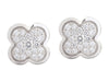 Van Cleef & Arpels 18K White Gold Pavé Diamond Pure Alhambra Pierced Stud Earrings