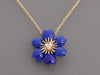 Van Cleef & Arpels 18K Yellow Gold Lapis and Diamond Mini Rose de Noël Pendant Necklace