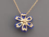 Van Cleef & Arpels 18K Yellow Gold Lapis and Diamond Mini Rose de Noël Pendant Necklace