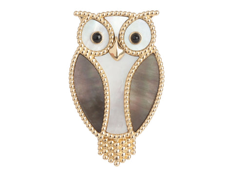 Van Cleef & Arpels 18K Yellow Gold Lucky Owl Pendant/Clip