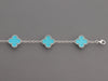 Van Cleef & Arpels 18K White Gold Turquoise Vintage Alhambra Bracelet