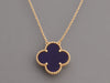 Van Cleef & Arpels 18K Yellow Gold Blue Sèvres Porcelain Magic Alhambra Pendant Necklace