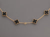 Van Cleef & Arpels 18K Yellow Gold Onyx Vintage Alhambra Necklace