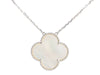 Van Cleef & Arpels 14K White Gold MOP Magic Alhambra Pendant Necklace