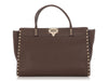 Valentino Medium Brown Rockstud Leather Tote