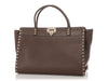 Valentino Medium Brown Rockstud Leather Tote