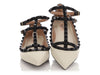 Valentino White and Black Rockstud Ballerina Flats