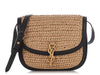 Saint Laurent Black Leather and Straw Kaia Bag