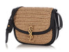 Saint Laurent Black Leather and Straw Kaia Bag