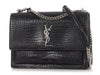 Saint Laurent Medium Black Croc-Embossed Sunset