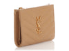 Saint Laurent Dark Beige Matelassé Cassandre Compact Bifold Wallet