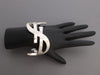 Saint Laurent Silver Cassandre Monogram Cuff Bracelet