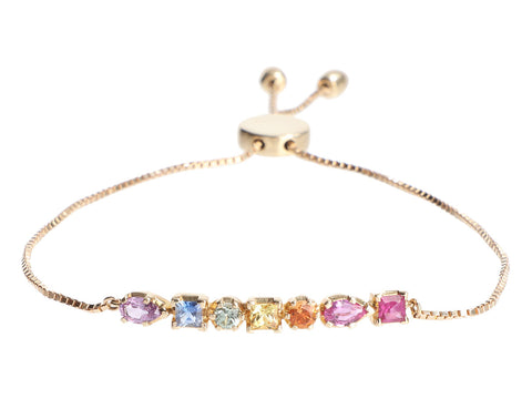 Emily and Ashley 14K Yellow Gold Multicolor Ruffle Slider Bracelet