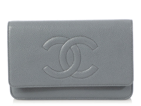 Chanel Gray Caviar Timeless Wallet on a Chain WOC