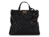 Chanel Large Black Quilted Glazed Calfskin Boy Shopping Tote