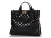 Chanel Large Black Quilted Glazed Calfskin Boy Shopping Tote