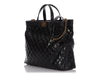 Chanel Large Black Quilted Glazed Calfskin Boy Shopping Tote