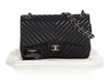 Chanel Jumbo Black Chevron-Quilted Lambskin Classic Double Flap