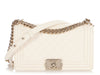 Chanel Old Medium White Quilted Caviar Boy Bag