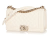 Chanel Old Medium White Quilted Caviar Boy Bag