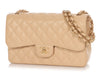 Chanel Jumbo Beige Clair Quilted Caviar Classic Double Flap