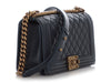 Chanel Old Medium Dark Navy Quilted Caviar Boy