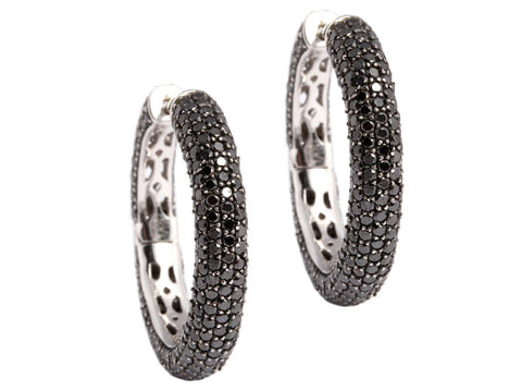 Black Diamond Hoop Earrings