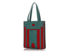 Hermès Green Calfskin and Red Cotton Canvas Petit H Bell Bag