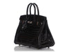 Hermès Black Shiny Porosus Crocodile Birkin 25