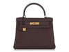 Hermès Chocolate Togo Kelly 28