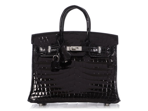 Hermès Black Shiny Niloticus Crocodile Birkin 25