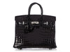 Hermès Black Shiny Niloticus Crocodile Birkin 25