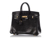 Hermès Black Shiny Lizard Birkin 25