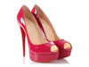 Christian Louboutin Fuchsia Patent Lady Peep Platform Pumps